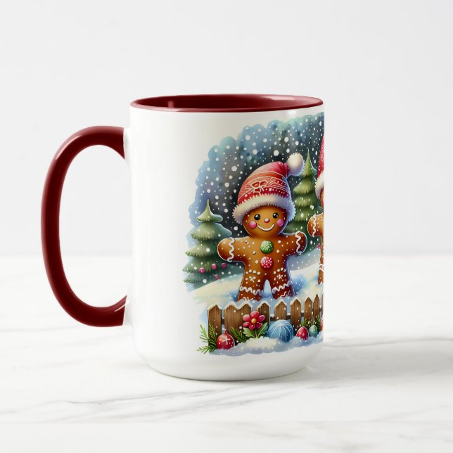 Mug Gingerbread Family Snowy Christmas Scene (Gauche)