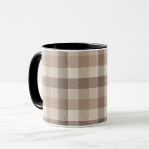 Mug Gingham à carreaux marron clair Terre Neutre