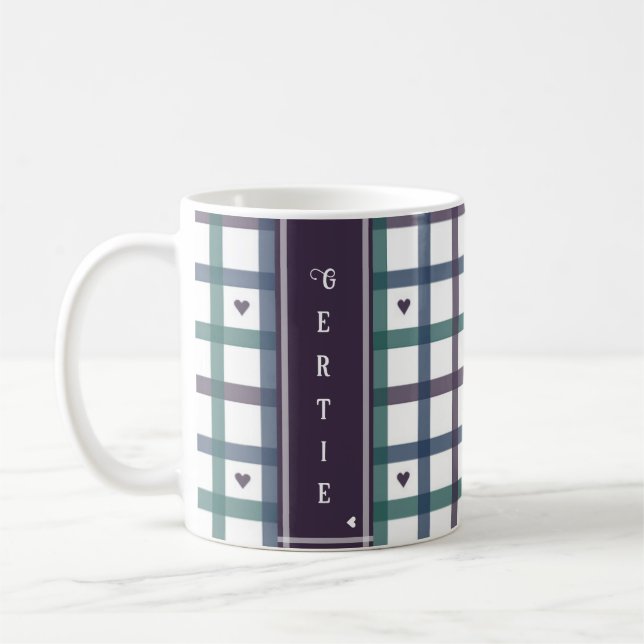 Mug Gingham Cœur Violet (Gauche)