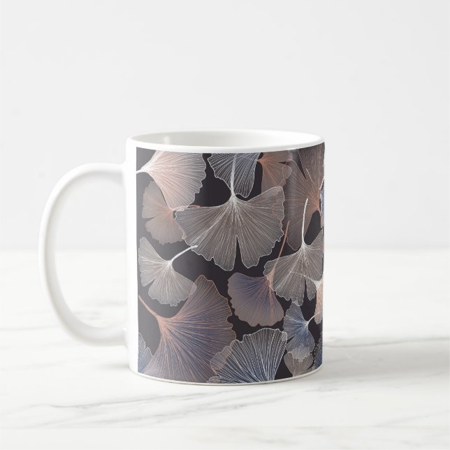 Mug Ginkgo feuilles : élégant motif naturel. (Gauche)