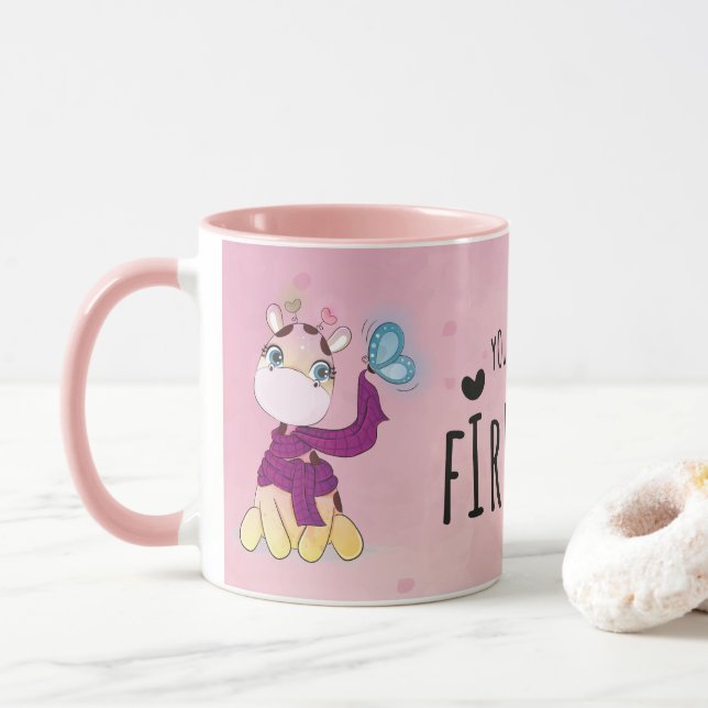 Mug Girafe aquarelle mignonne (Avec donut)