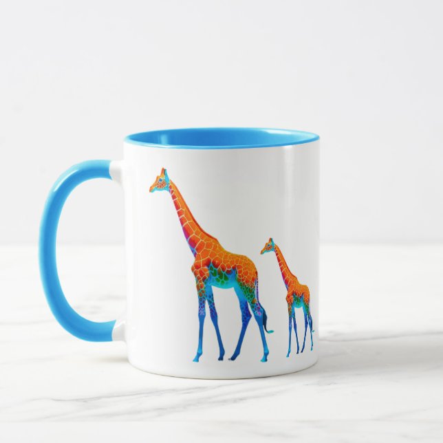 Mug Girafe Arc-en-Ciel Colorée et Fantaisiste. (Gauche)