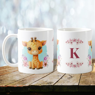 Mug Girafe Bébé charmant Monogramme floral