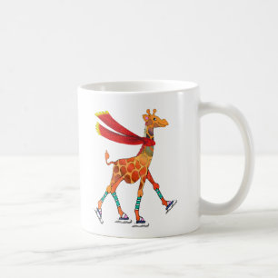 Mug Girafe de patinage de glace avec l'écharpe