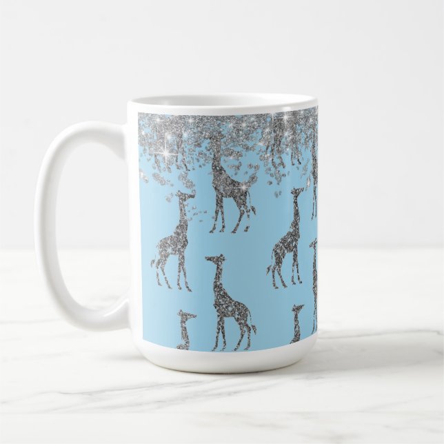 Mug Girafe en argent sur Dreamy Blue (Gauche)