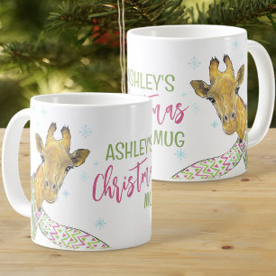 Mug Girafe en foulard de Noël Mel hiver Art animal