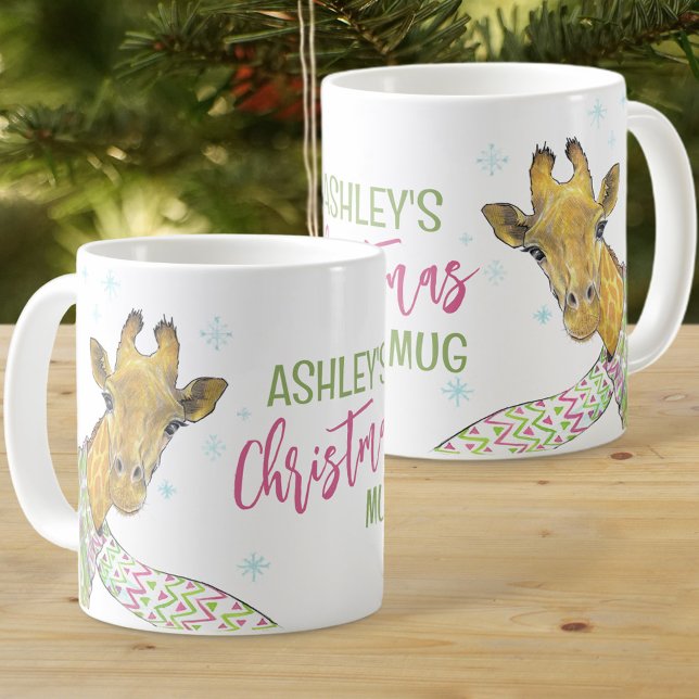 Mug Girafe en foulard de Noël Mel hiver Art animal (Créateur téléchargé)