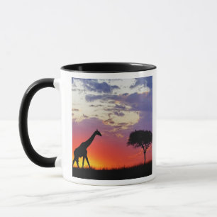 Mug Girafe en silhouette au lever du soleil, Giraffa