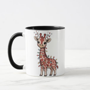 Mug Girafe enveloppée de lumières de Noël Amoureux des