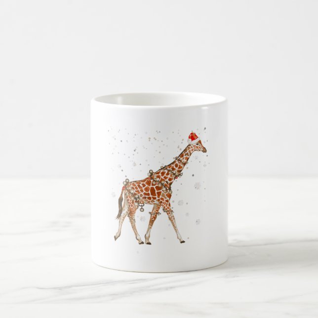 Mug Girafe Lumières couleur Noël drôle (Centre)