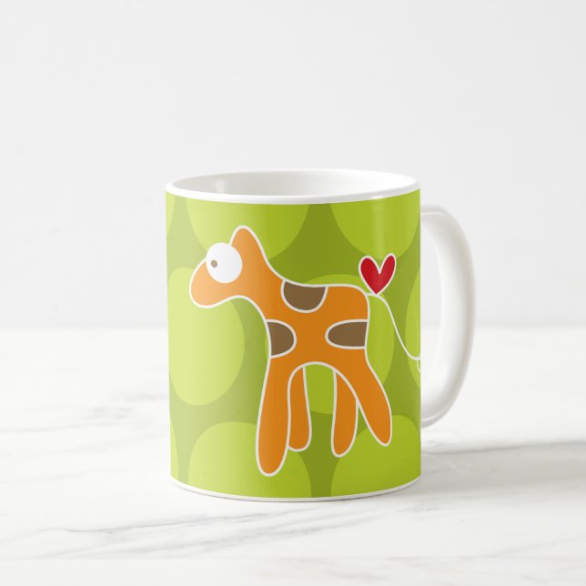 Mug Girafe Orange Dessin Animé Mignon & Points Amusant (Devant droit)