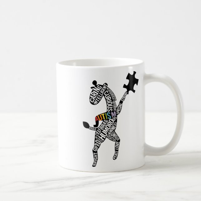 Mug Giraffe Autisme Puzzle Typographie (Droite)