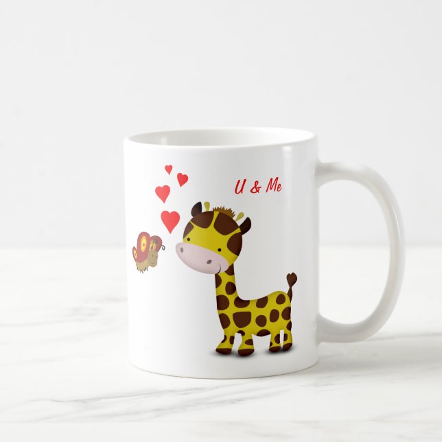 Mug Giraffe et papillon en amour (Droite)