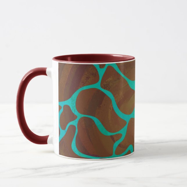 Mug Giraffe Impression Brown et Turquoise (Gauche)