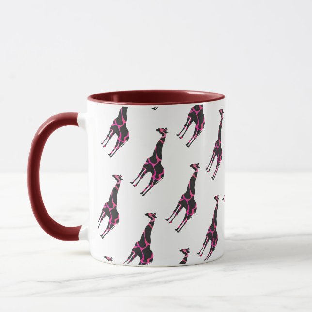 Mug Giraffe Rose chaud et Silhouette noire (Gauche)