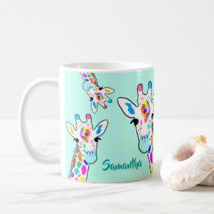 Mug Giraffes colorées Art Moderne Peek-A-Boo Amusant