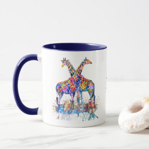 Mug Giraffes couleur arc-en-ciel personnalisé