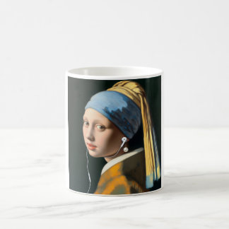 Mug Girl avec perle oreille avec écouteurs
