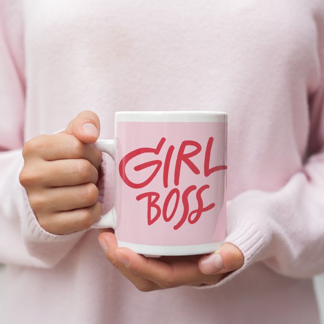 Mug Girl Boss Bold Typography Red & Pink Feminine (Créateur téléchargé)