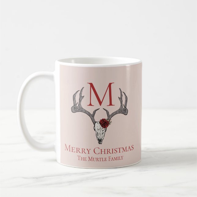 Mug Girl Country Xmas Reindeer Crâne et Roses (Gauche)