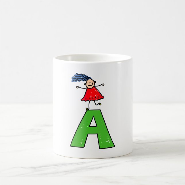 Mug Girl Dancing on Green Letter A Fun Alphabet (Créateur téléchargé)
