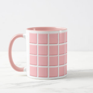 Mug Girl Pastel Rose Blanc Faux Carré Carreaux Motif