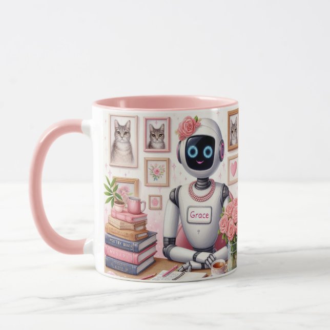 Mug Girl Tech AI Robot Grace Pink Sparkle (Gauche)
