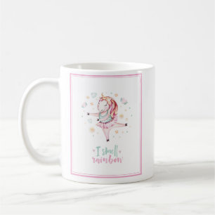 Mug Girl Unicorn rose Ballerina   J'Ods Rainbows
