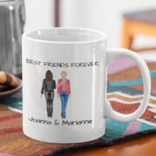 Mug Girlfriend Best Friends Brunette Blonde Watercolor