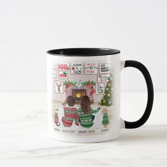 Mug Girlfriends, Sisters Dog Cat Home for Christmas (Droite)