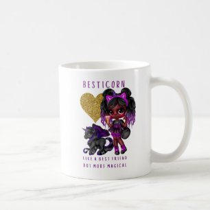Mug Girls Friend Cadeau Black Unicorn Besticorn Magie