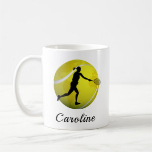 Mug Girls Tennis World Ball & Player Son nom Enfants A