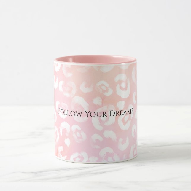 Mug Girly Blush Pink White Leopard Animal  (Centre)