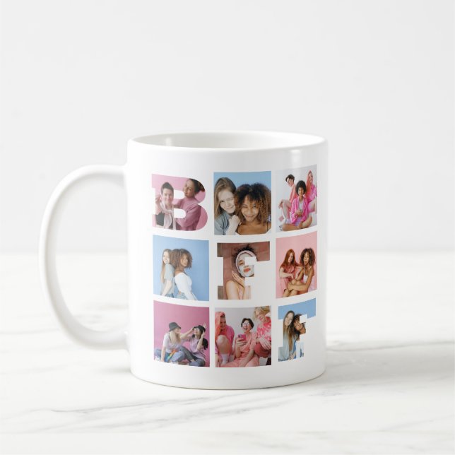 Mug Girly Meilleurs amis BFF Photo Collage Coeur Scrip (Gauche)