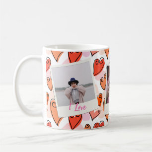 Mug Girly Orange Hearts mignon Romantique Saint-Valent