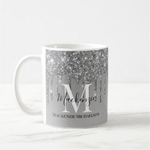 Mug Girver Silver Grey Parties scintillant Nom du mono