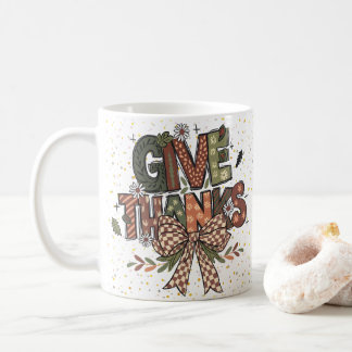 Mug Give Thanks Patchwork Bow