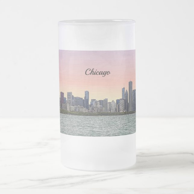 Mug givré peintre de la skyline de Chicago (Centre)