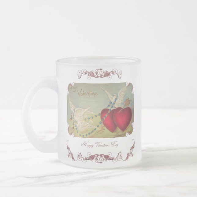 Mug givré Saint-Valentin colombes et coeurs (Gauche)