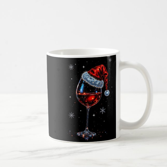 Mug Gl Of Red Wine Santa Hat Christmas 2025 Women Men  (Droite)