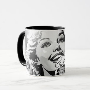 Mug Glace blonde de style comic graphique BW 50