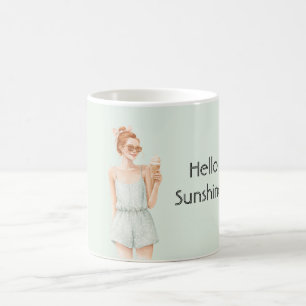 Mug Glace de plage Bonjour Soleil dessus Menthe Roux