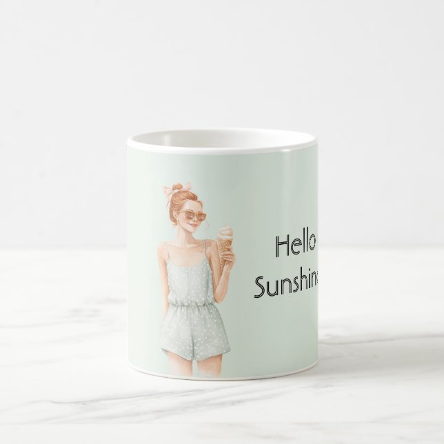 Mug Glace de plage Bonjour Soleil dessus Menthe Roux (Centre)