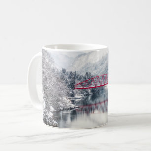 Mug Glace et neige   Pont rouge en hiver, Japon