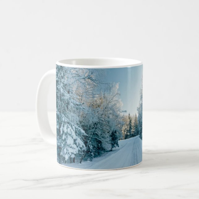 Mug Glace et neige | Route d'hiver gelée Russie, Sibér (Devant gauche)