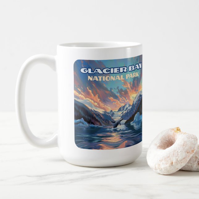 Mug Glacier Bay National Park Alaska Whale Vintage (Avec donut)