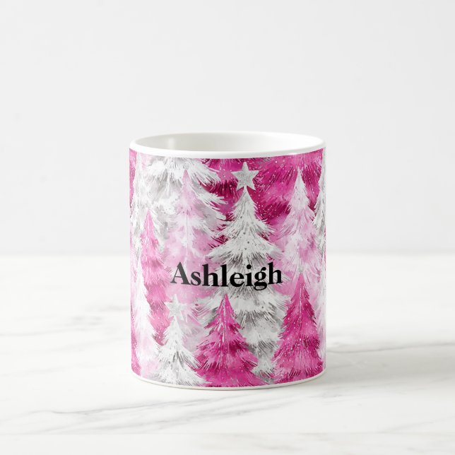 Mug Glam blanc rose arbres de Noël (Centre)