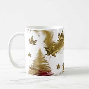 Mug Glam Gold Érables Abstrait Arbre de Noël