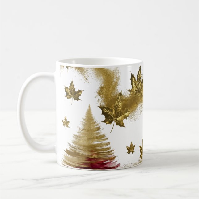 Mug Glam Gold Érables Abstrait Arbre de Noël  (Gauche)