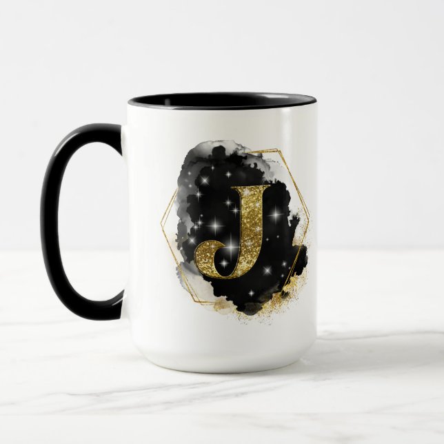 Mug Glam Gold Parties scintillant J Monogram (Gauche)